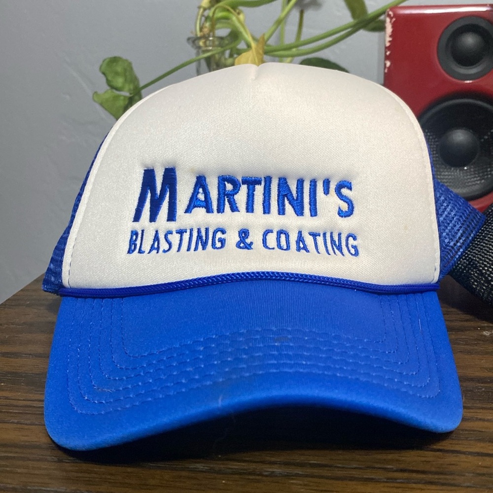 Vintage Embroidered Trucker Hat “Martini’s Blasting and Coating”